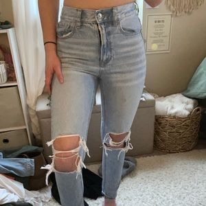 American eagle mom jeans with rips on knee